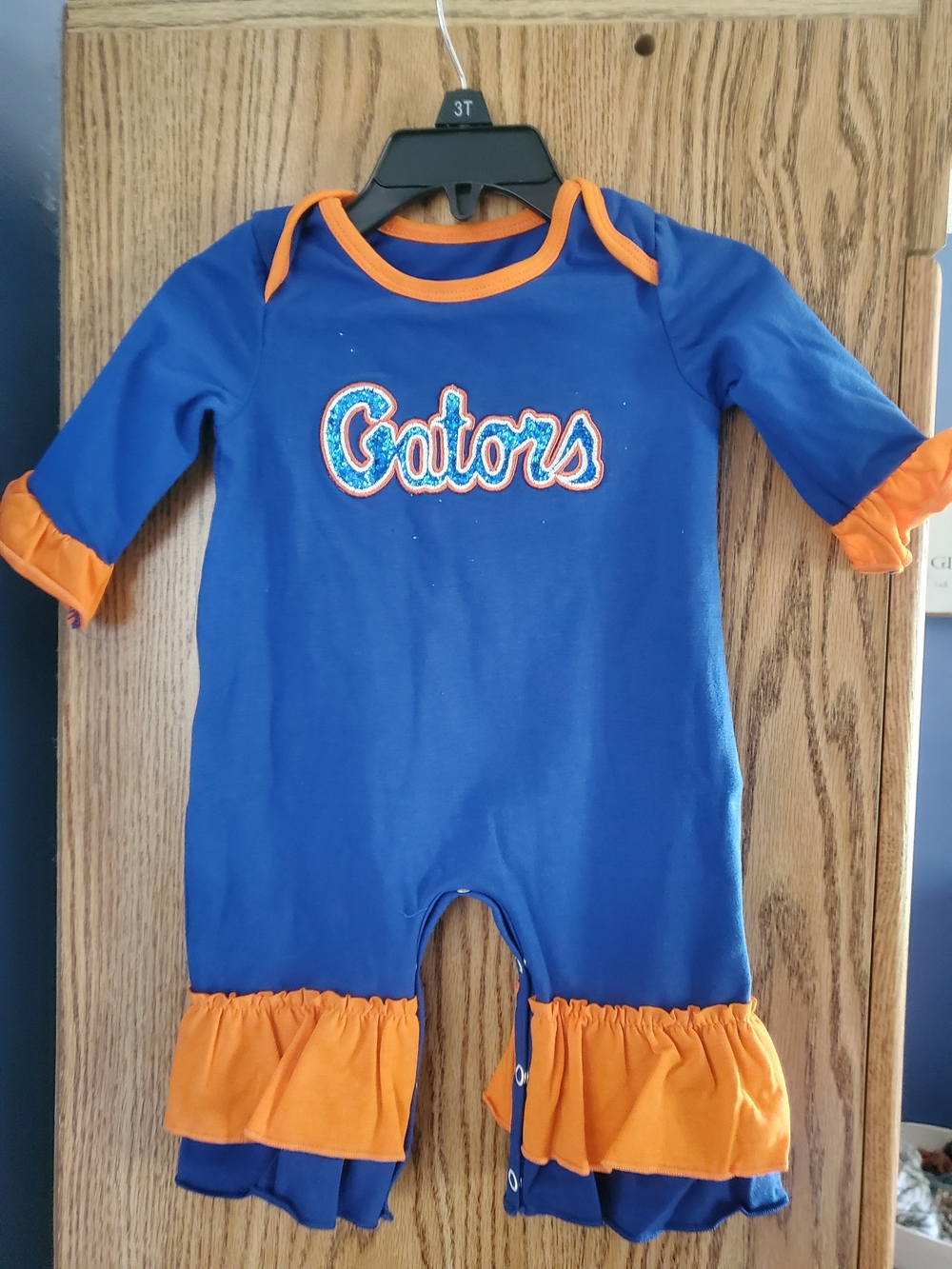 Blue & Orange 'Gators' Ruffle Baby One-Piece